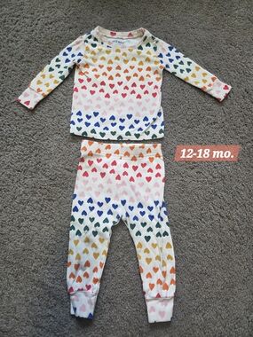 Old Navy White Rainbow Heart Pajama Set - Multicolor Hearts